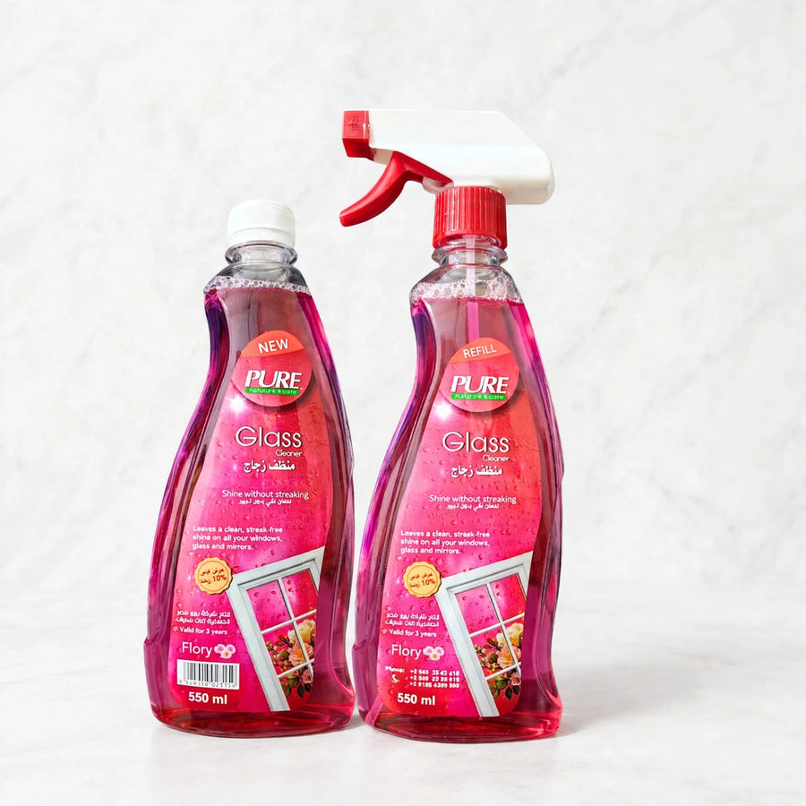 Pure Rose Scented Glass Cleaner – 550 ml + Refill